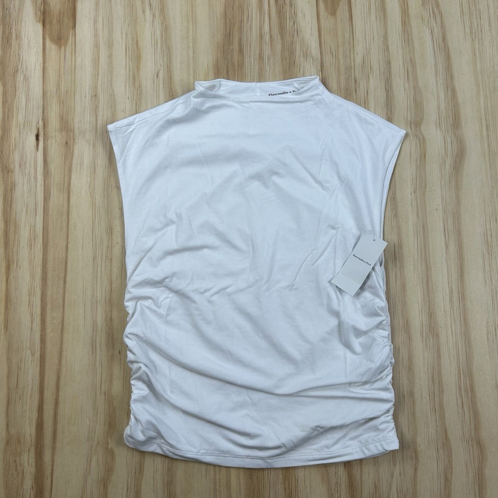 Abercrombie & Fitch A&F Model Blend NEW Women's Ruched Sleeveless Top White M